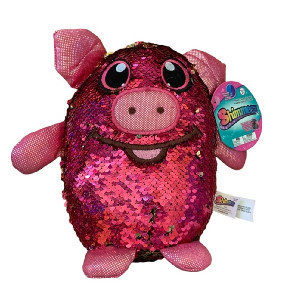 Shimmeez Reversible Sequin Plush Pig – Pink Glitter Toy, Giftable, Collector’s S